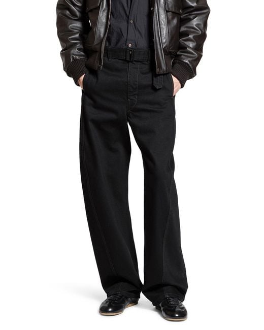 Lemaire Black Twisted Belted Pants for men