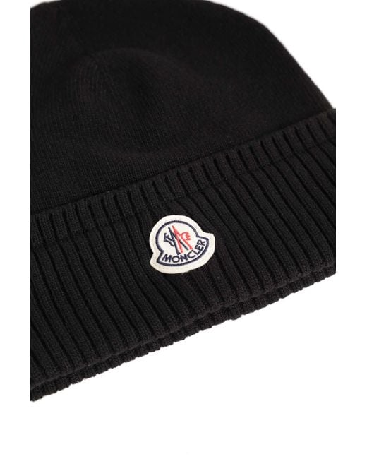 Moncler Black Wool Cashmere Beanie for men