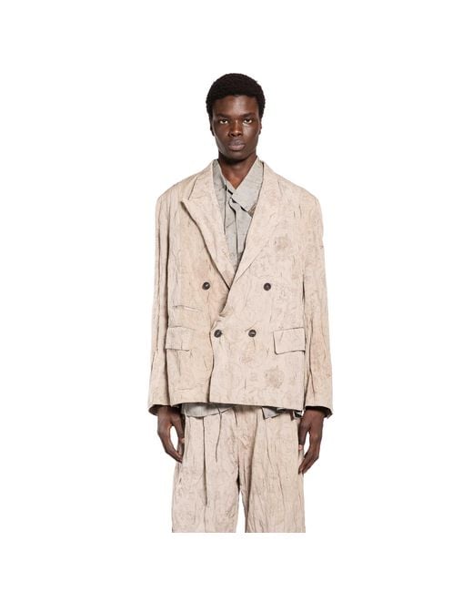 Ziggy Chen Natural Digital Print Double-Breasted Blazer for men