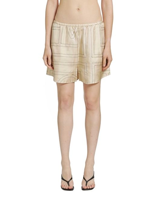 Totême  Natural Monogram Silk Pj Shorts