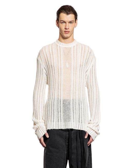 Ann Demeulemeester Natural Brushed Cotton Cashmere Silk Knit for men