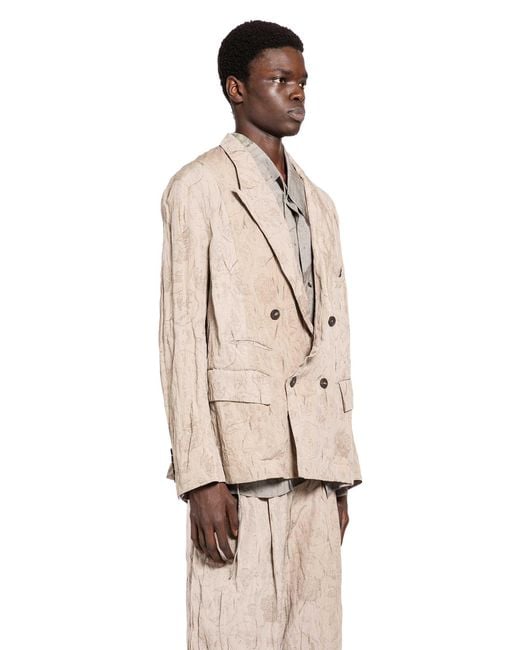Ziggy Chen Natural Digital Print Double-Breasted Blazer for men