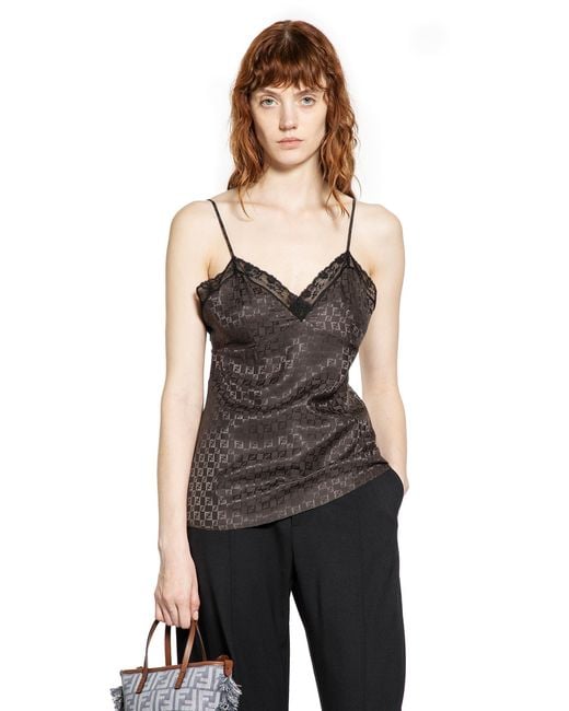 Fendi Black Ff Silk Slip Top