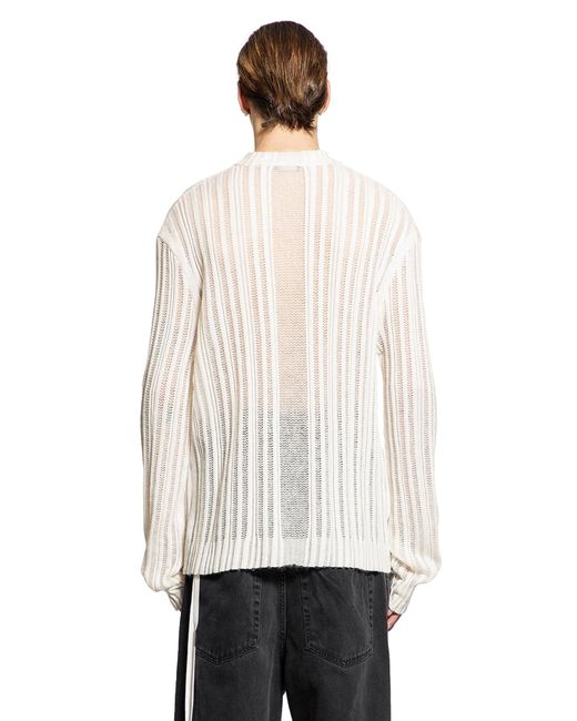 Ann Demeulemeester Natural Brushed Cotton Cashmere Silk Knit for men