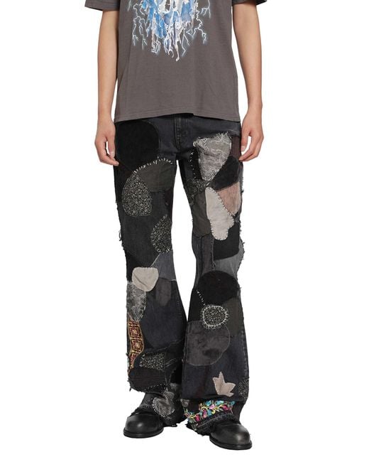 Kapital Black 14Oz X Denim 5P Rat Flare Pants for men