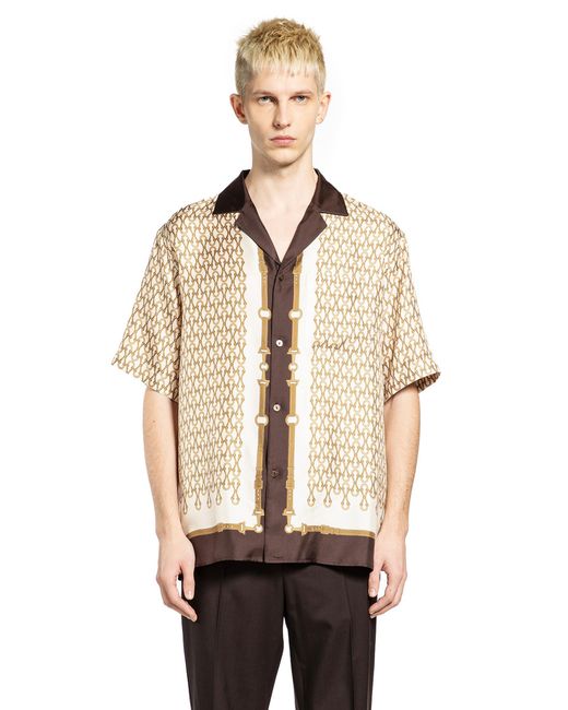 Gucci Natural Equestrian Silk Twill Bowling Shirt for men