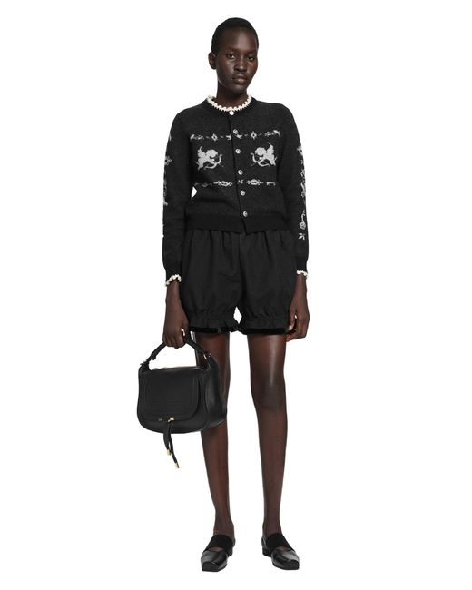 Renli Su Black Cotton Linen Balloon Shorts