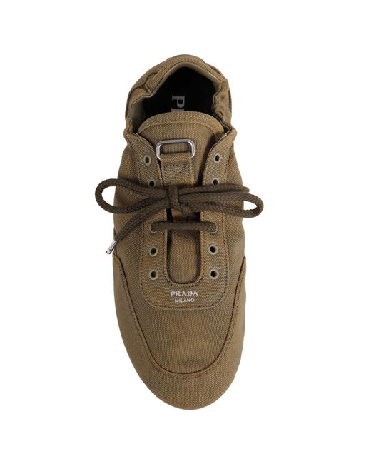 Prada Natural Collapse Canvas Sneakers