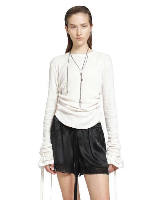 Ann Demeulemeester White Dot Wrinkled Long Sleve Top