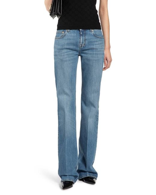 Gucci Blue Flared Stretch Cotton Denim Trousers