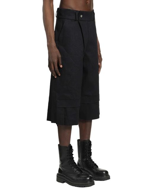 BRYAN JIMENE`Z Black Denim Bunker Bermudas for men