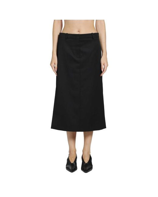 Fendi Black Grain De Poudre Midi Skirt