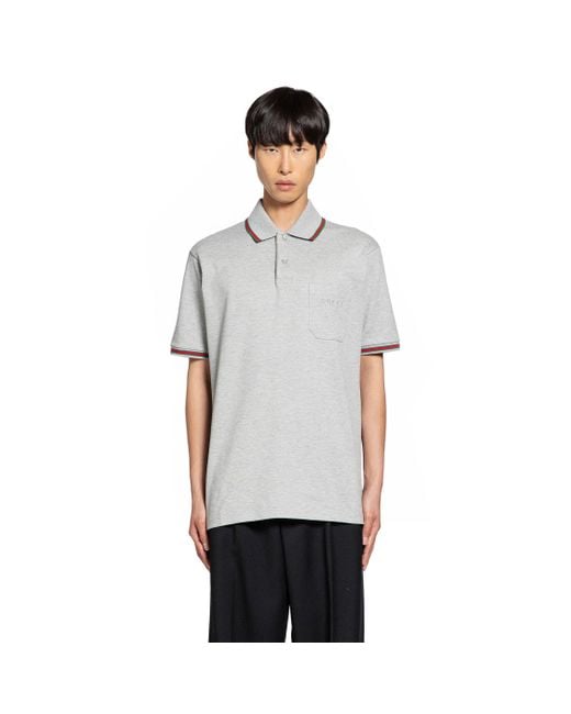 Gucci White Web Logo Pocket Polo for men