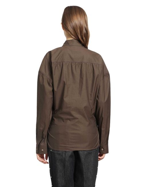 Lemaire Brown Straight Collar Twisted Shirt