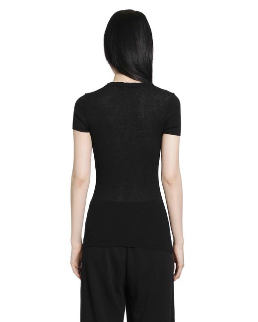 James Perse Black Cotton Cashmere Blend Ribbed Crewneck Tee