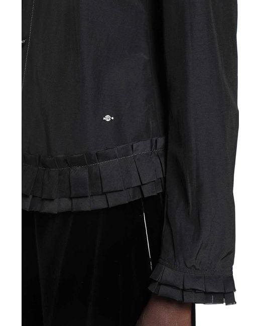 Renli Su Black Silk And Cotton Fitted Blouse