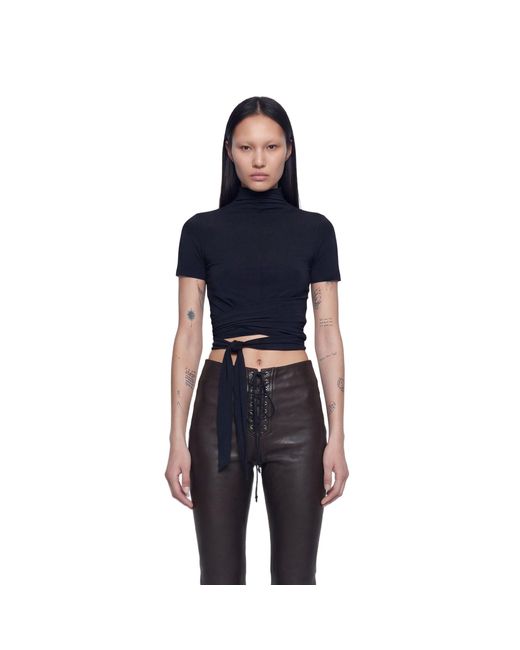NVL-GARDE Blue Wrap Mock Neck Tee