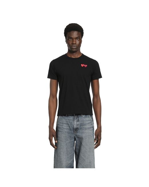 COMME DES GARÇONS PLAY Black Double Heart Cotton T-Shirt for men