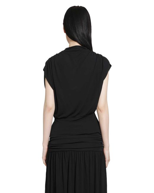 RETORI Black Draped Viscose Jersey Top