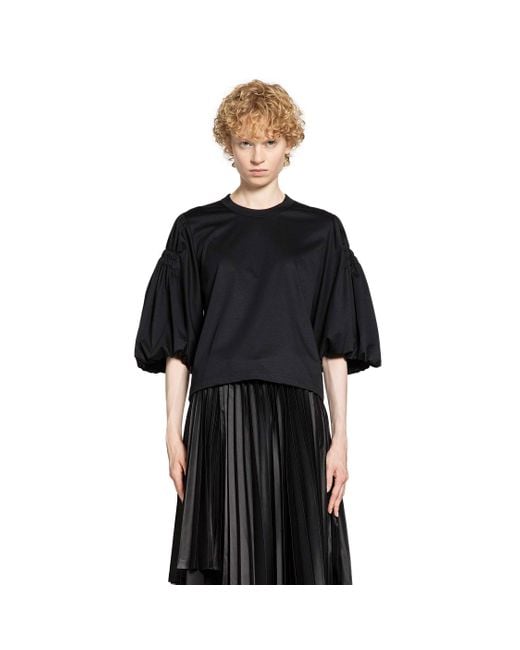 Noir Kei Ninomiya Black Gathered Cotton Jersey T-Shirt