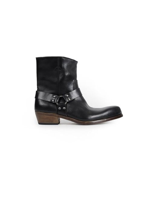 Premiata Black Leather Ankle Boots for men