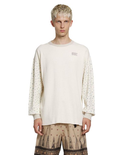 Kapital White Waffle Jersey Calico Long Sleeve T-Shirt for men