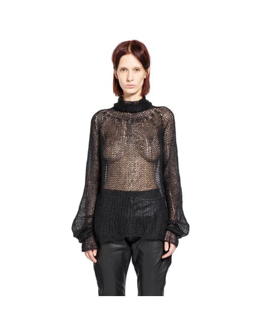 Yehuafan Black Mohair Turtleneck Sweater