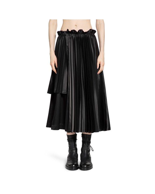 Noir Kei Ninomiya Black Pleated Asymmetric Midi Skirt