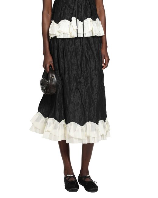 Renli Su Black Gathered A-Line Skirt