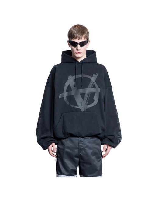 Vetements Blue Double Anarchy Cropped Boxy Hoodie for men