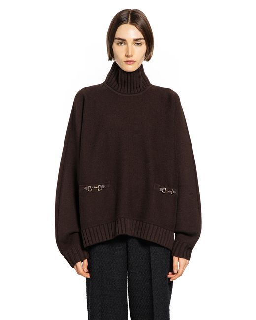 Gucci Black Wool Cashmere Horsebit Turtleneck Sweater