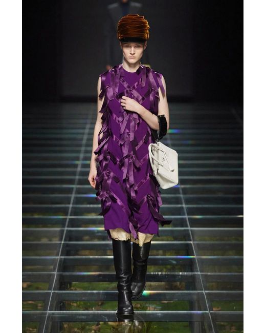 Prada Purple Sablé Dress With Bows