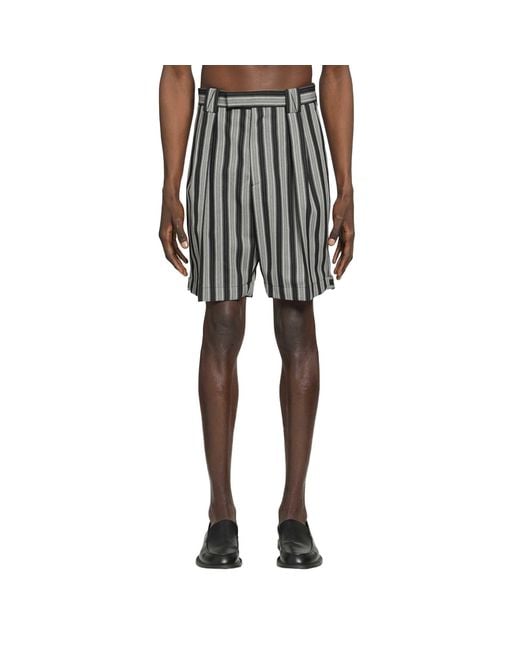 Versace Black Pinstripe Wool Formal Shorts for men