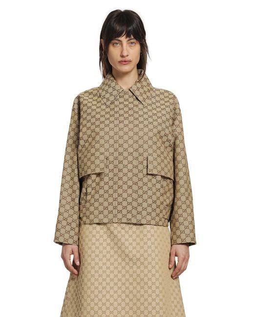 Gucci Natural Gg Canvas Bomber Jacket