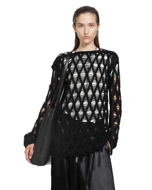 Ann Demeulemeester Black Izabel Diamond Stitch Sweater