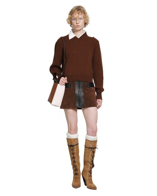 Marni Brown Wool Cashmere V-Neck Sweater