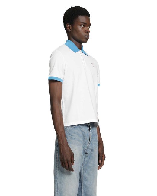 Versace White Embroidered Cotton Piqué Polo for men