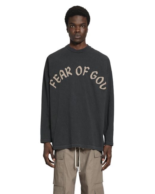 Fear Of God Black Printed Long Sleeve Tee for men