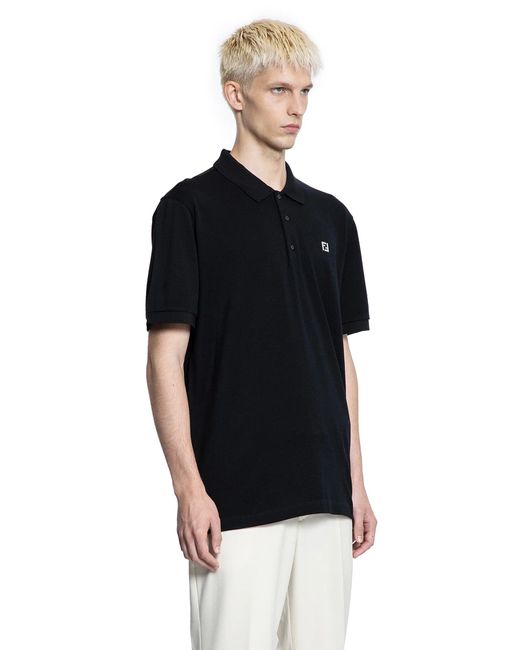 Fendi Black Ff Cotton Piqué Polo Shirt for men