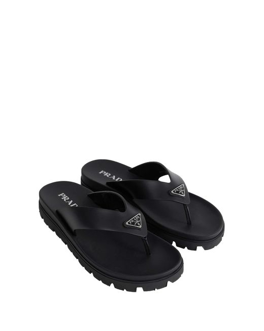 Prada Black Leatherthong Sandals for men