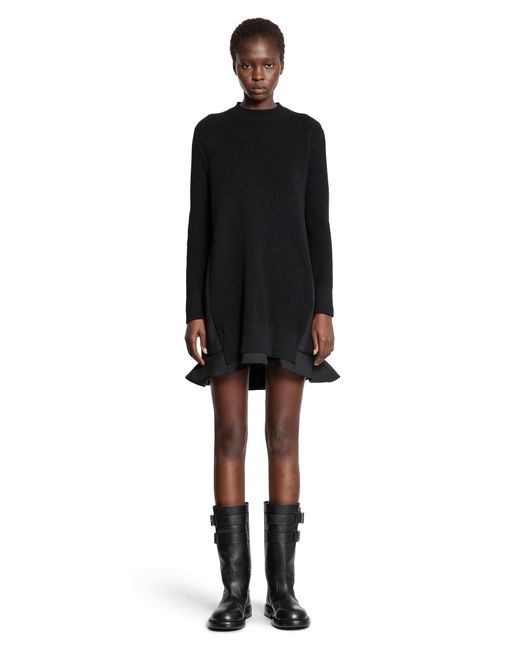 近年✨ sacai SUITING MIX DRESS ワンピース ブラック 1 Sacai Suiting Mix Knit Dress in Black | Lyst