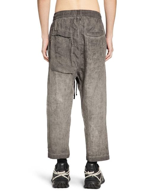 Thom Krom Gray Cropped Linen Trousers for men