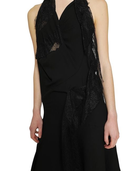 Junya Watanabe Black Asymmetric Lace Slip Dress
