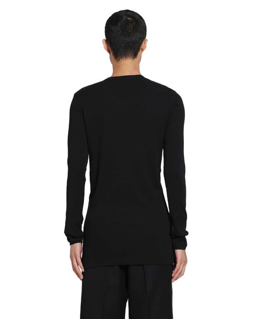 Lemaire Black Long Sleeve Ribbed Tee for men