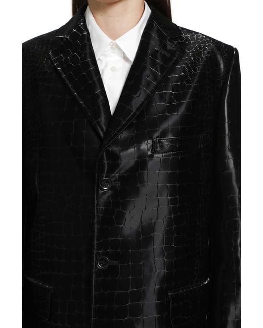 Junya Watanabe Black Embossed Single Breasted Coat
