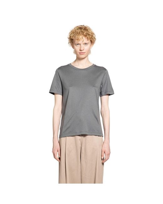 Max Mara Gray Cotton Modal Short Sleeve Shirt