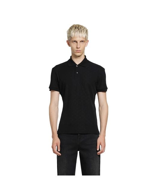 Gucci Black Gg Technical Jersey Jacquard Polo Shirt for men