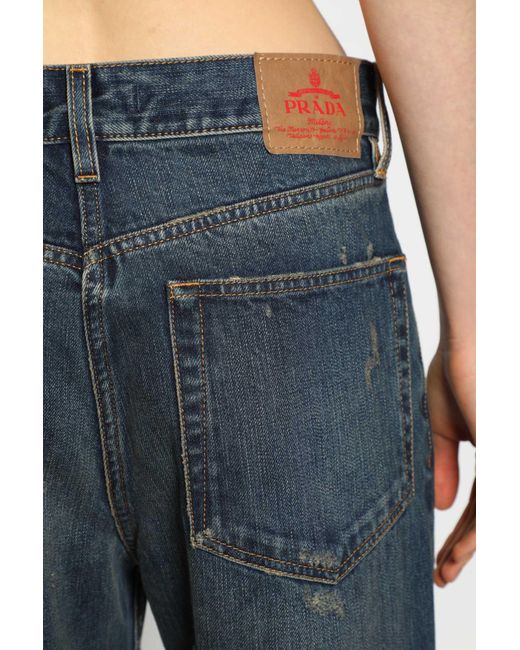 Prada Blue Straight Leg Washed Denim Jeans