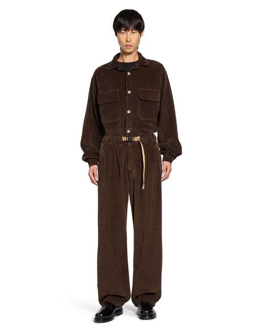 White Sand Brown Corduroy Drawstring Pants for men
