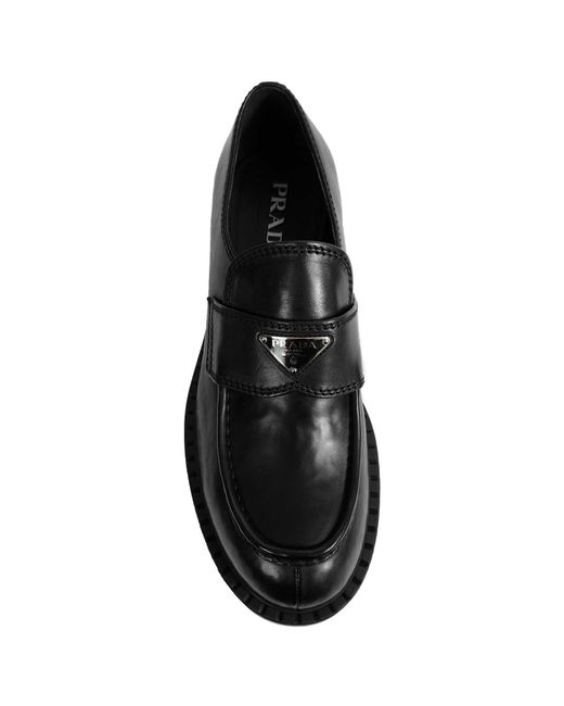 Prada Black Leather Loafers for men